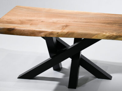Bespoke solid walnut and steel coffee table by Fuscina