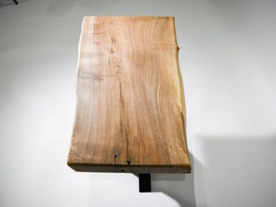 Bespoke solid oak coffee table with steel legs by Fuscina
