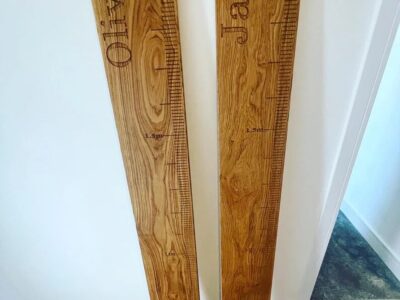 Personalised solid oak height charts by Fuscina