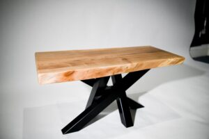Solid Walnut And Steel Coffee Table