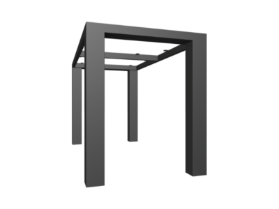 Technical front-view drawing of the Bigbury bespoke steel table base by Fuscina
