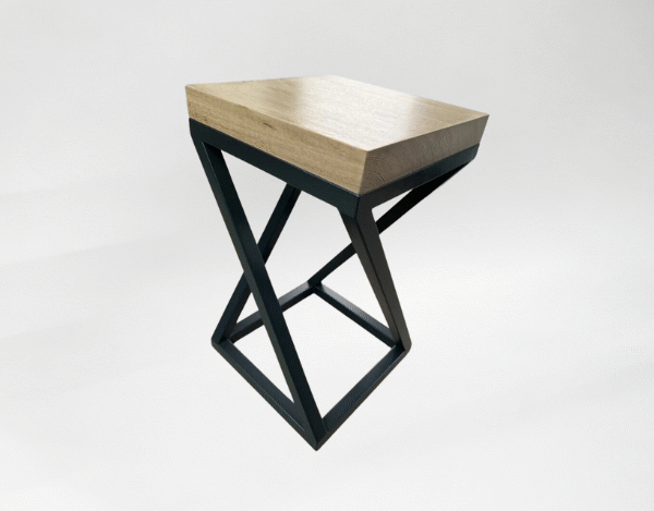 Bespoke industrial-style steel end table by Fuscina