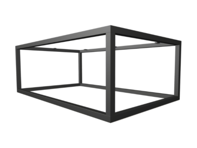 Technical perspective drawing of the Topsham bespoke steel table frame by Fuscina
