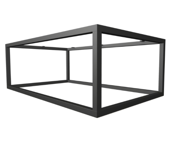Technical perspective drawing of the Topsham bespoke steel table frame by Fuscina