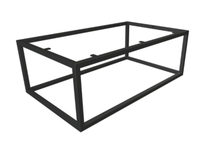 Technical perspective drawing of the Topsham bespoke steel table frame from the side by Fuscina