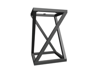 Technical side-view drawing of the Zebsford bespoke steel table base by Fuscina