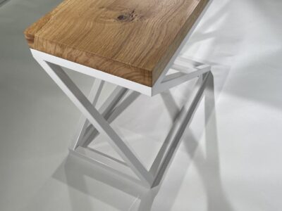 Top View Geo Steel and Solid Oak End Table