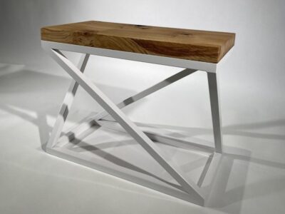 Geo Steel and Solid Oak End Table