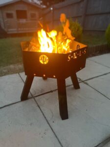 industrial fire pit in use