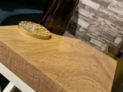 industrial style end table close up