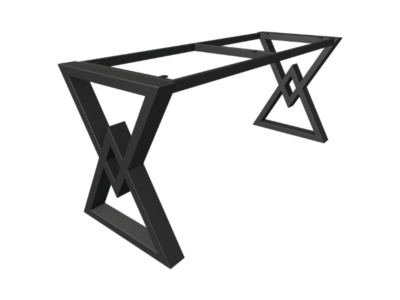 Technical perspective drawing of the Ashcombe bespoke steel dining table frame by Fuscina