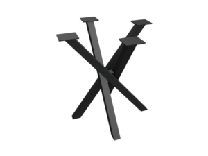 Crossed style industrial dining table with steel legs