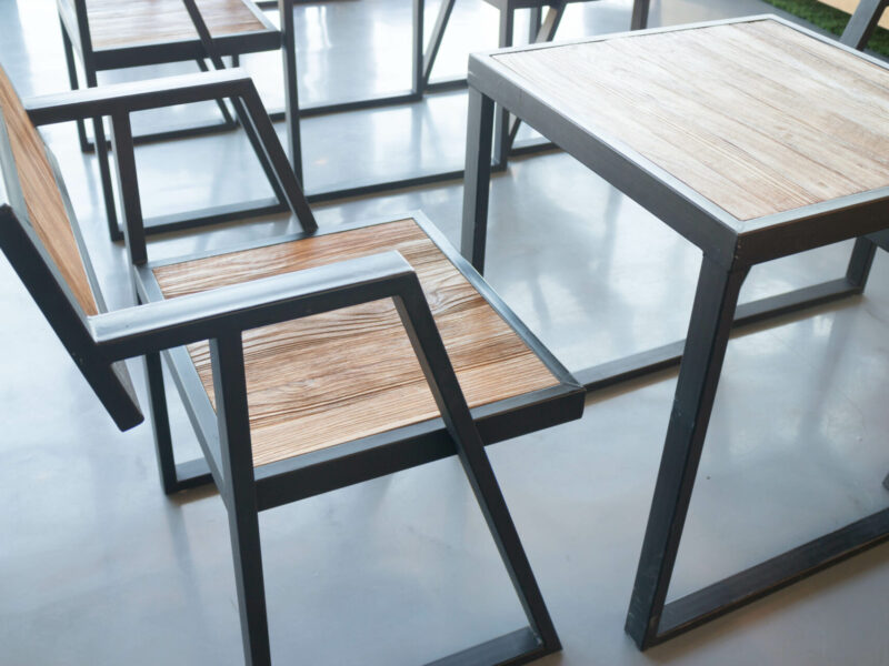 Wooden furniture in industrial style