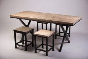 modern wooden table studio shot on white background