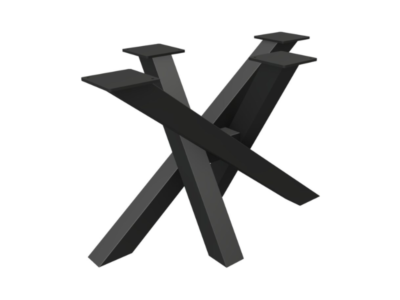 Technical side-view drawing of the Lustleigh bespoke steel table base by Fuscina