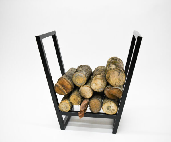 Compact bespoke steel log store by Fuscina