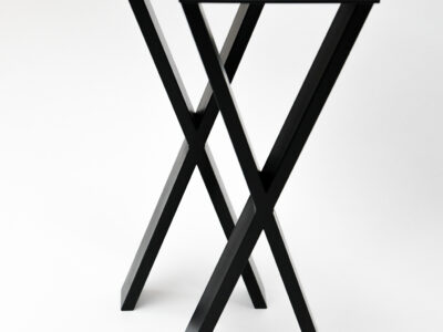 Pair of bespoke black steel X-shaped table legs by Fuscina