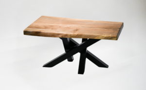 SOLID WALNUT AND STEEL COFFEE TABLE