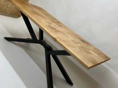 Close-up detail of the spider frame on a bespoke steel table by Fuscina