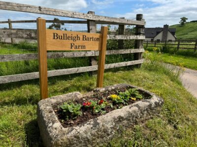 Custom Engraved Post Mounted Oak Sign