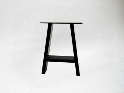 Technical left-view drawing of bespoke steel A-frame bench legs by Fuscina