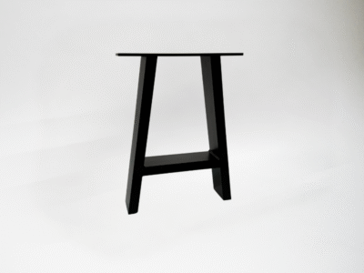 Technical right-view drawing of bespoke steel A-frame bench legs by Fuscina