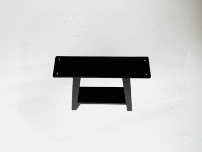 Technical top-view drawing of bespoke steel A-frame bench legs by Fuscina