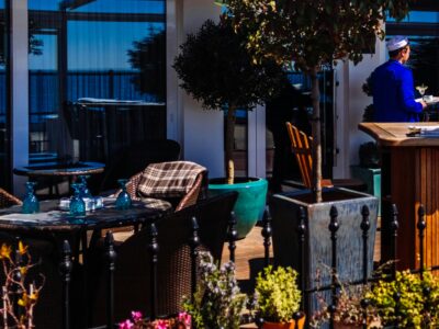 Bespoke outdoor furniture at a commercial restaurant setting